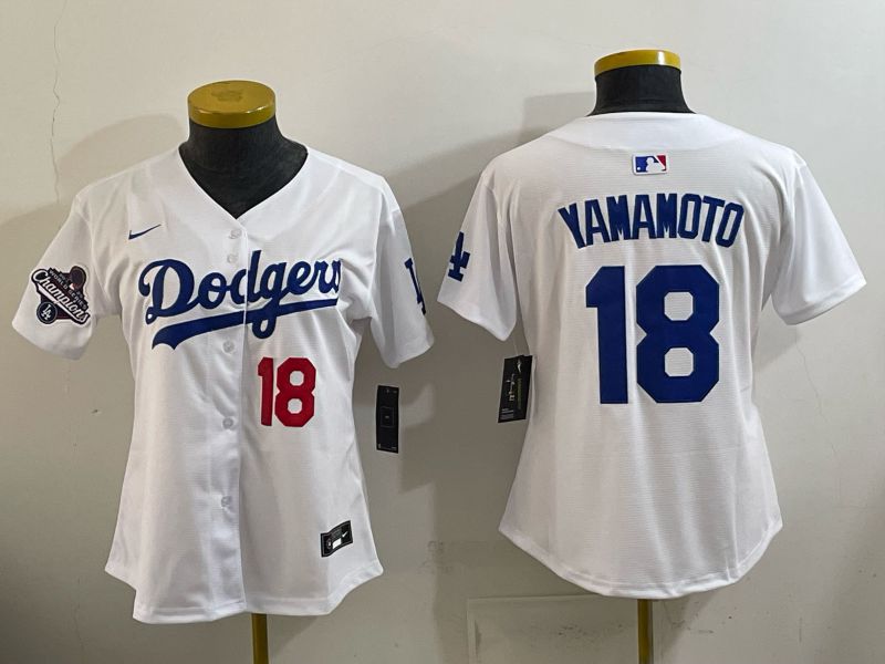 Women 2026 Nike Los Angeles Dodgers #18 Yamamoto White Game MLB Jersey 07